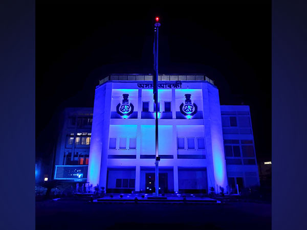 Assam Police Headquarters illuminated in the colour blue to witness the 