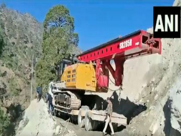 Piling machine gets stuck on way to spot. (Photo/ANI)