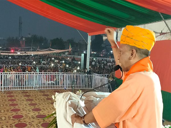 Uttar Pradesh Chief Minister Yogi Adityanath concluded his final public meeting in Alwar. (Photo/ANI)
