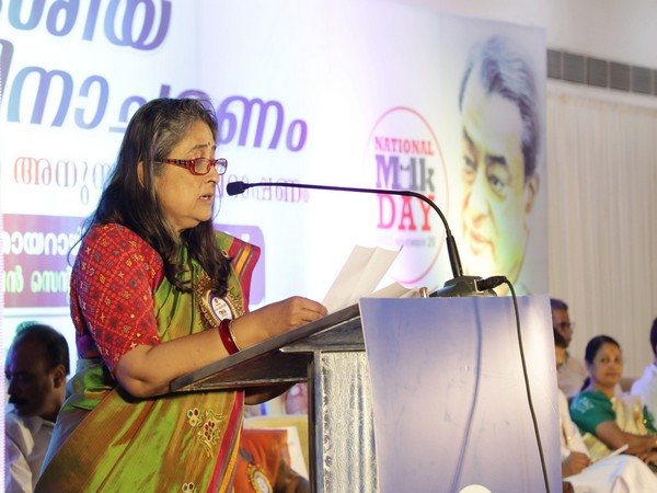 Nirmala Kurien delivering Verghese Kurien memorial lecture (Photo/ANI)