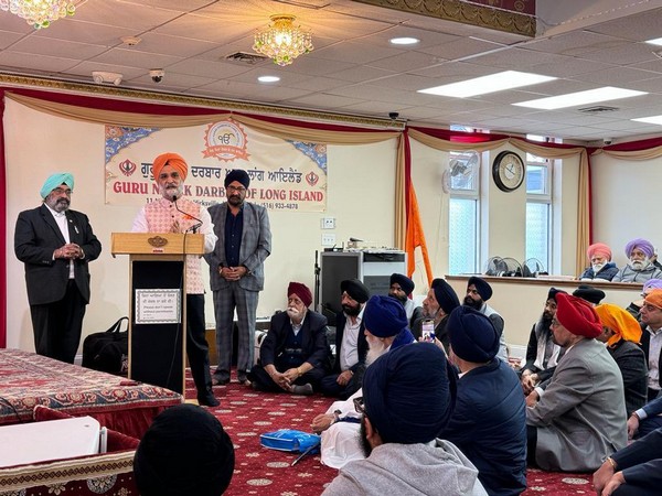 Ambassador of India to United States, Taranjit Singh Sandhu at Gurdwara in Long Island New York (Photo: X @SandhuTaranjitS)