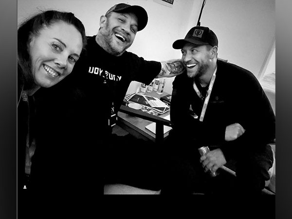 Tom Hardy with Jacob Tomuri, Kelly Marcel (Image source: Instagram )