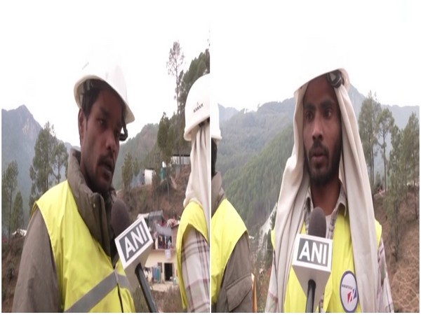 Workers involved in manual drilling at Silkyara tunnel, Uttarakhand. (Photo/ANI)