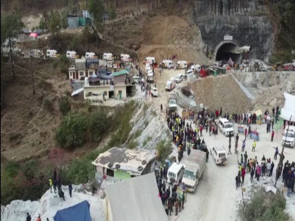 Drone visuals from the Silkyara tunnel site. (Photo/ANI)