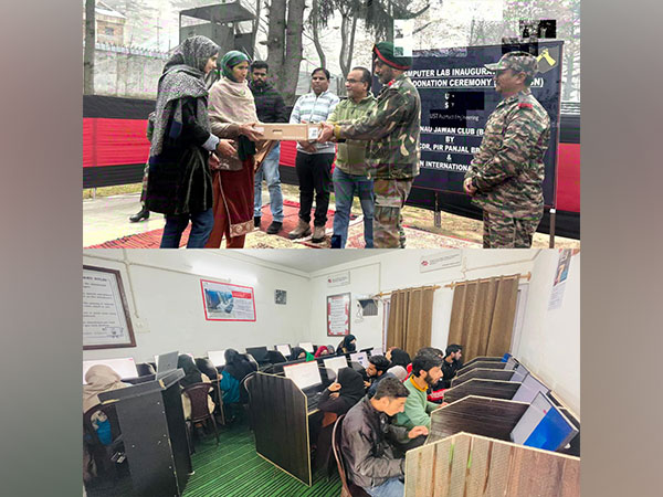 Indian Army, Expansion Pvt Ltd donate desktops in local schools in Baramulla (Photo/ANI) 