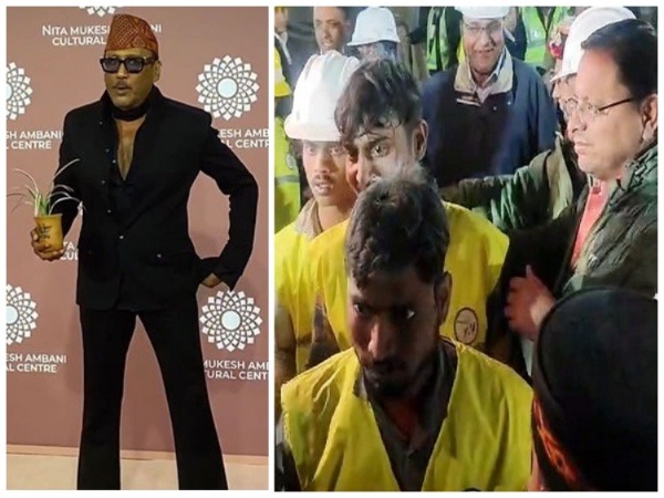 Jackie Shroff and all 41 trapped workers rescued from Silkyara tunnel (Image source: Twitter and ANI Photos)