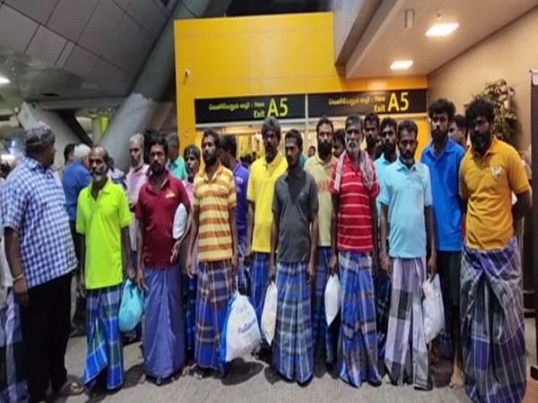 21 fishermen at Chennai Airport (Photo/ANI) 