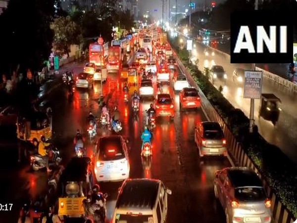 Visuals of traffic jam in Chennai (Photo/ANI)