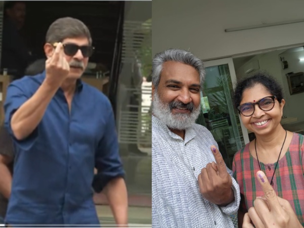 Jagapathi Babu (Image source: ANI ), SS Rajamouli with his wife (Image source: X)