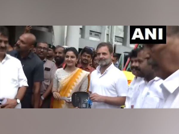 Rahul Gandhi flags off ambulance of Wayanad Medical College in Kalpett (Photo/ANI)