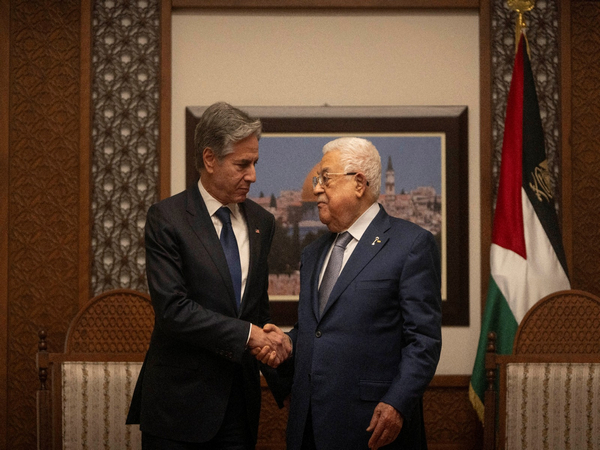 Palestinian President Mahmoud Abbas meets with U.S. Secretary of State Antony Blinken at his office in Ramallah (Photo Credit: Reuters)
