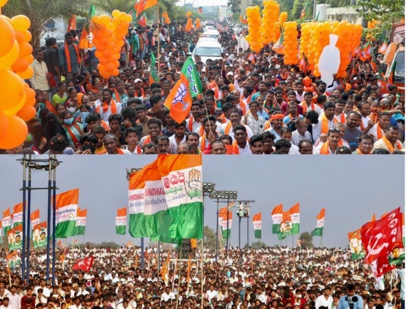 Congress and BJP supporters (Photo/ANI)