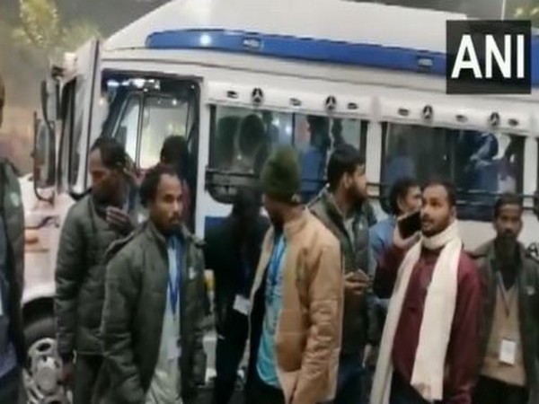 Eight UP workers who were trapped in Uttarkashi tunnel arrive in Lucknow  (Photo/ANI)