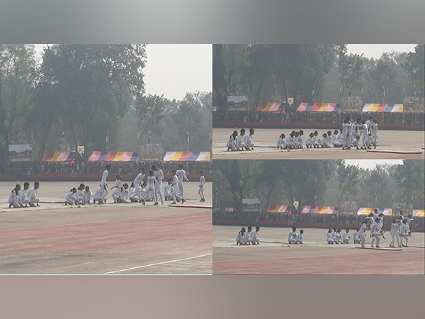 Rural children performed Yoga on BSF's 59th Raising Day. (Photo/ANI)