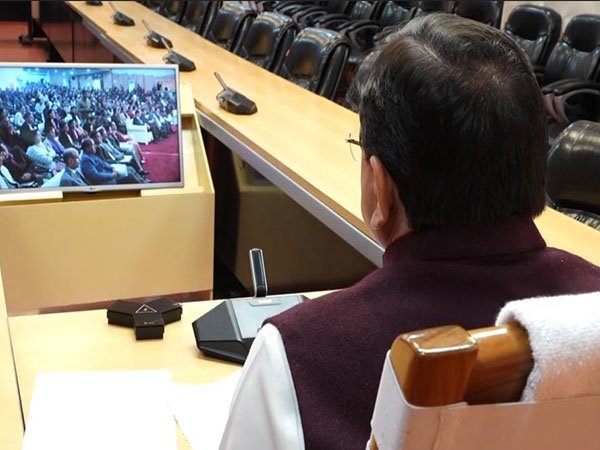 CM Dhami interacting virtually (Photo/ANI)