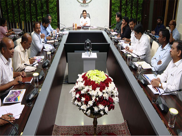 Andhra Pradesh Chief Minister YS Jagan Mohan Reddy presides over a meeting with education department officials in Amravati (Photo/ANI)