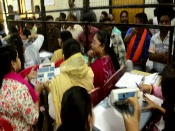 Visuals from polling station in Jagdalpur, Chhattisgarh. (Photo/ANI)