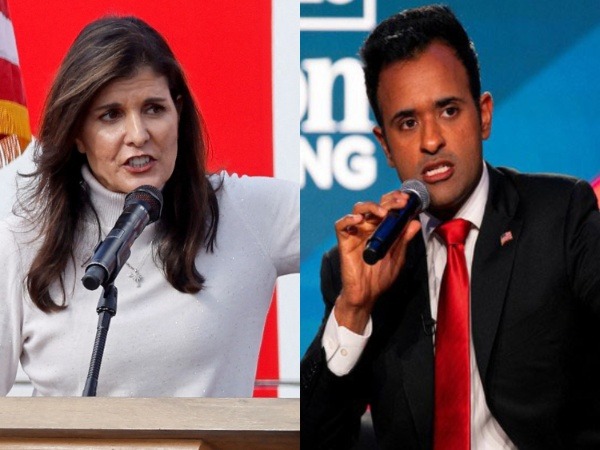 US Republican candidates Nikki Haley (left) and Vivek Ramaswamy (Photo: Reuters)