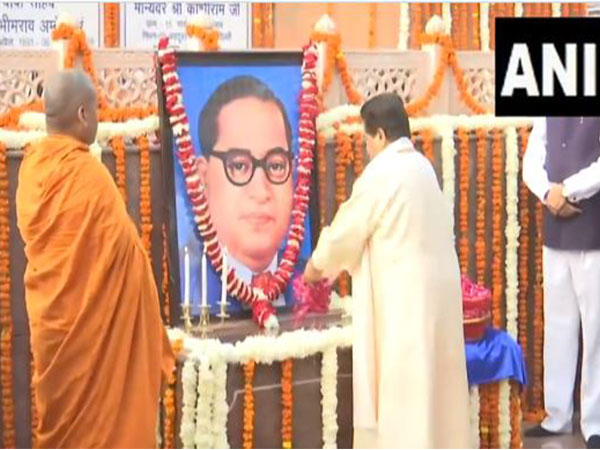 BSP chief Mayawati pays tribute to Dr BR Ambedkar (Photo/ANI)