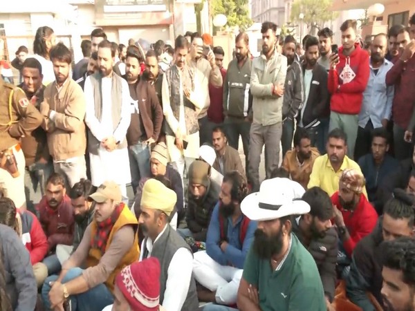 Rajput community stages Dharna in Jaipur  over murder of Karni Sena Chief (Photo/ANI)