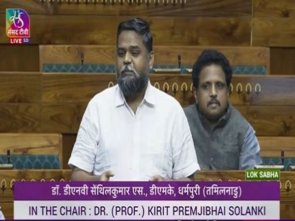DMK MP Senthil Kumar in Lok Sabha (Photo credit/ Sansad TV)