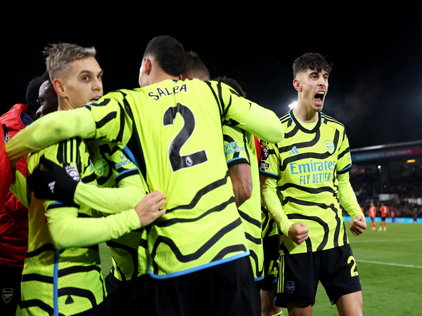 Arsenal players celebrating a goal. (Photo- Arsenal Twitter)