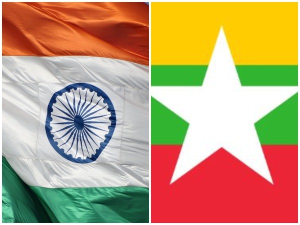India and Myanmar flag. 