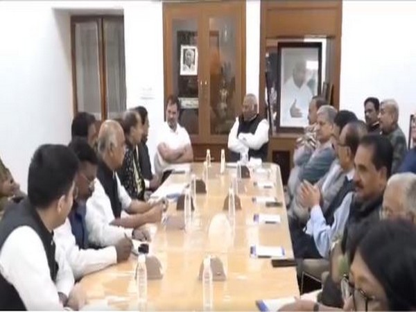 Members of INDIA block parties at Kharge's residence on Wednesday. (Photo/ANI)