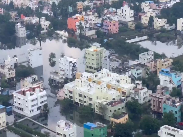 IAF's Chetak helicopter dropping relief material in flood-affected Chennai. (Photo/IAF)