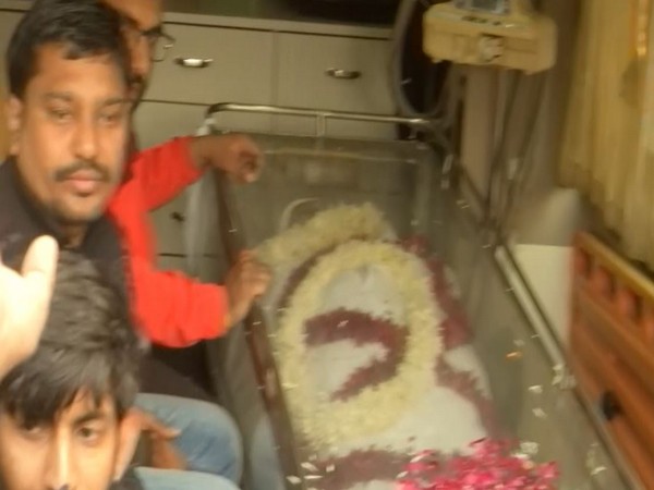 Mortal remains of Sukhdev Singh Gogamedi brought to Rajput Sabha Bhawan (Photo/ANI)