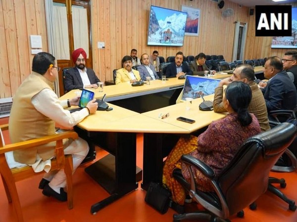 Uttarakhand Chief Minister Pushkar Singh Dhami holds meeting with senior officials. (Photo/ANI)