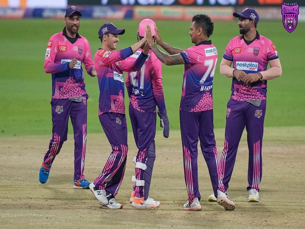 New York Strikers celebrate after winning their fourth game of Abu Dhabi T10 (Image: New York Strikers)