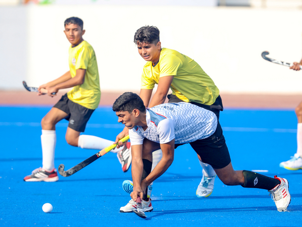 Players in action during 1st Hockey India Junior and Sub-Junior Academy Championship 2023 (Image: HI)