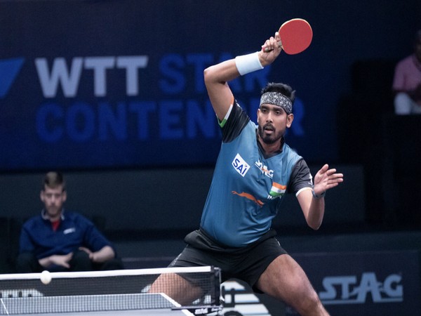 India's Achanta Sharath Kamal in action during inaugural edition of WTT Star Contender Goa (Image: WTT/TTFI)