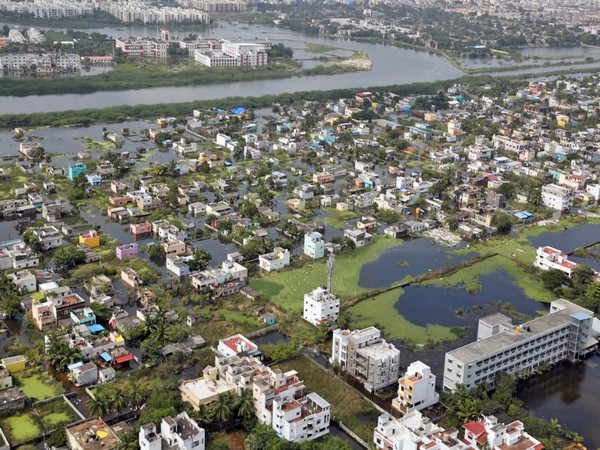 Aerial view of flood-affected areas in Chennai. (Photo/ANI)