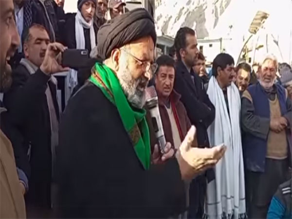 Agha Ali Rizvi, addressing a local protest rally in Gilgit (Photo/ANI)