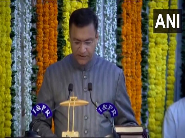 AIMIM MLA Akbaruddin Owaisi takes oath as Pro-tem Speaker of Telangana Assembly (Photo/ANI)