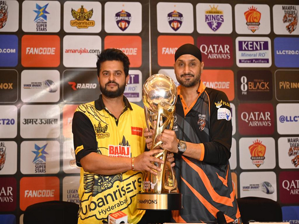 Urbanrisers Hyderabad captain Suresh Raina and Manipal Tigers captain Harbhajan Singh (Image: LLC)