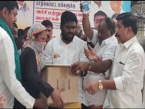 Tamil Nadu BJP organises relief materials distribution program (Photo/ANI)