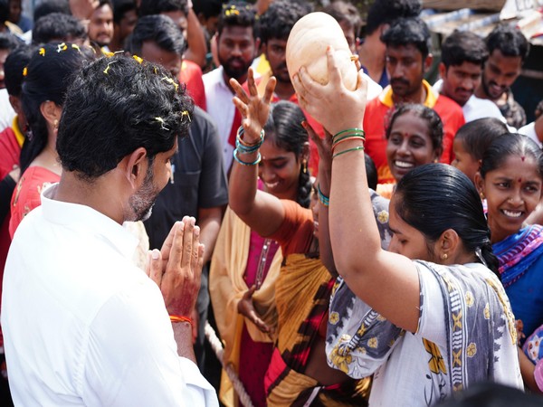 TDP National General Secretary Nara Lokesh in Tuni Constituency on Sunday. (Photo/ANI)
