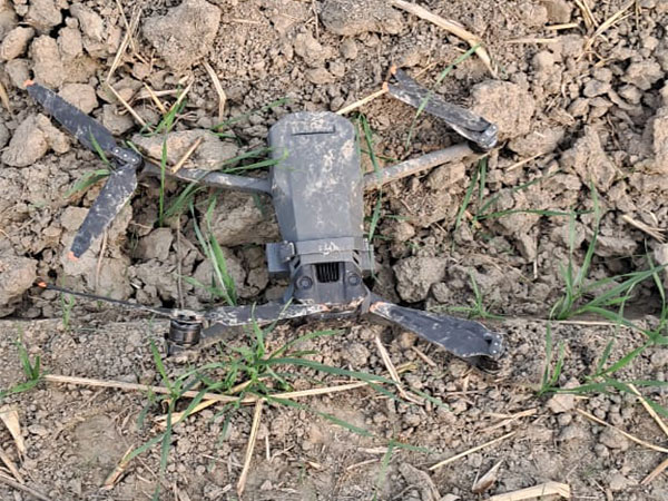 BSF troops recover drone near Roran Wala village in Amritsar. (ANI)