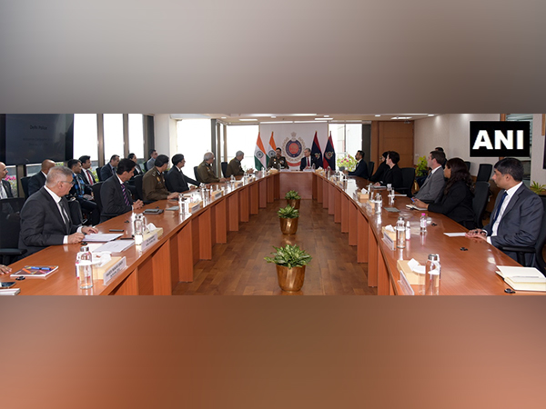 FBI Director Christopher A Wray visits the Delhi Police Headquarters on Tuesday (Photo/ANI)