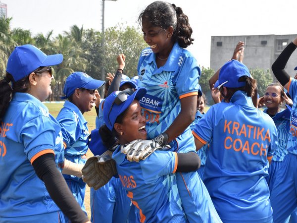 India Women's Blind Cricket Team celebration after beating Nepal. (Image: CABI)