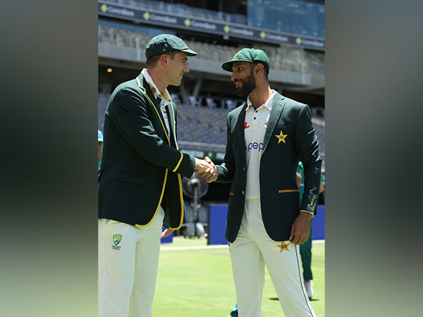 Pat Cummins and Shan Masood (Photo: Cricket.com.au/X)
