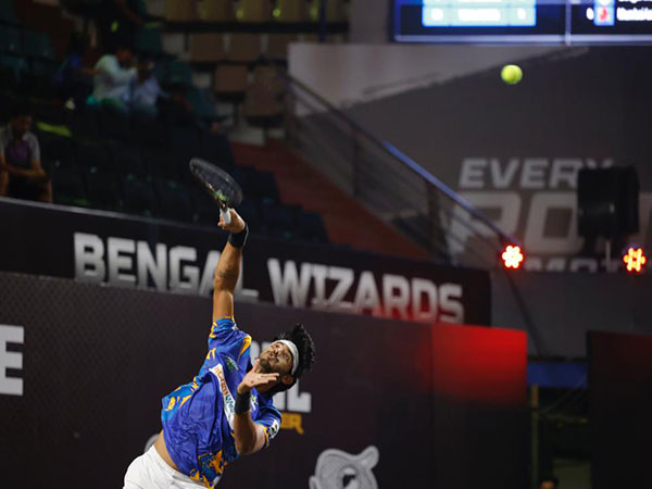 Niki Poonacha of Hyderabad Strikers in action during Tennis Premier League season 5 (Image: TPL)