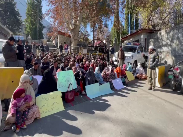 Contingent employees in Gilgit Baltistan protest against low wages (Photo/ANI) 