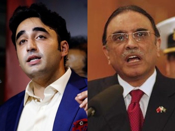 Pakistan People's Party chairman Bilawal Bhutto Zardari (left) and Pak former president Asif Ali Zardari (File Photo)
