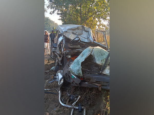 The mangled remains of the car. (Photo/ANI)