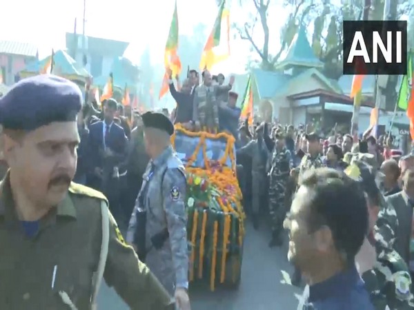 BJP chief JP Nadda holds roadshow in Sunder Nagar, Himachal Pradesh. (Photo/ANI)