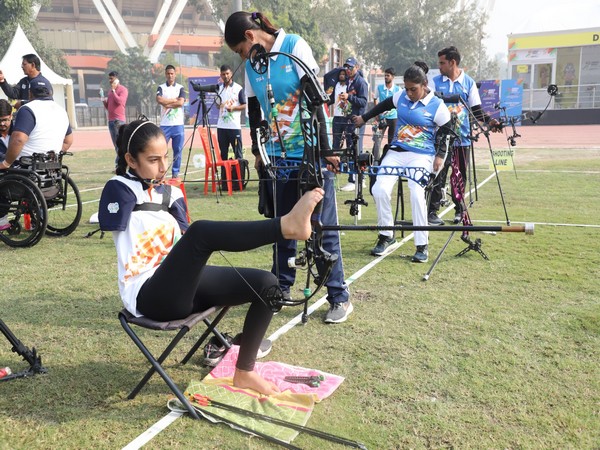 Archer Sheetal Devi in action during Khelo India Para Games 2023 (Image: MYAS/SAI media)